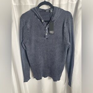 RDI Men’s Size M Navy Blue Textured Long-Sleeve Hoodie NWT